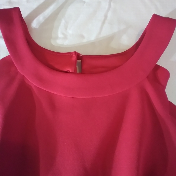 BCX Elegant Red Scalloped Edge Sleeveless Dress Size 15 Vacation Resortwear - Picture 9 of 9